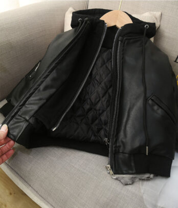 Veste noir en cuir pour garçon