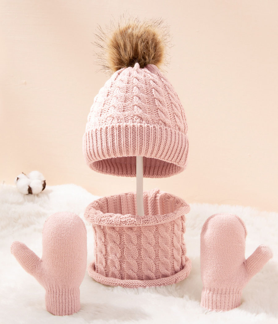 4_0041_O1CN01LCK3fB1Oppo4ks3Ku_!!2378801755-0-cib Lot de gants écharpe et chapeau rose – Image 1