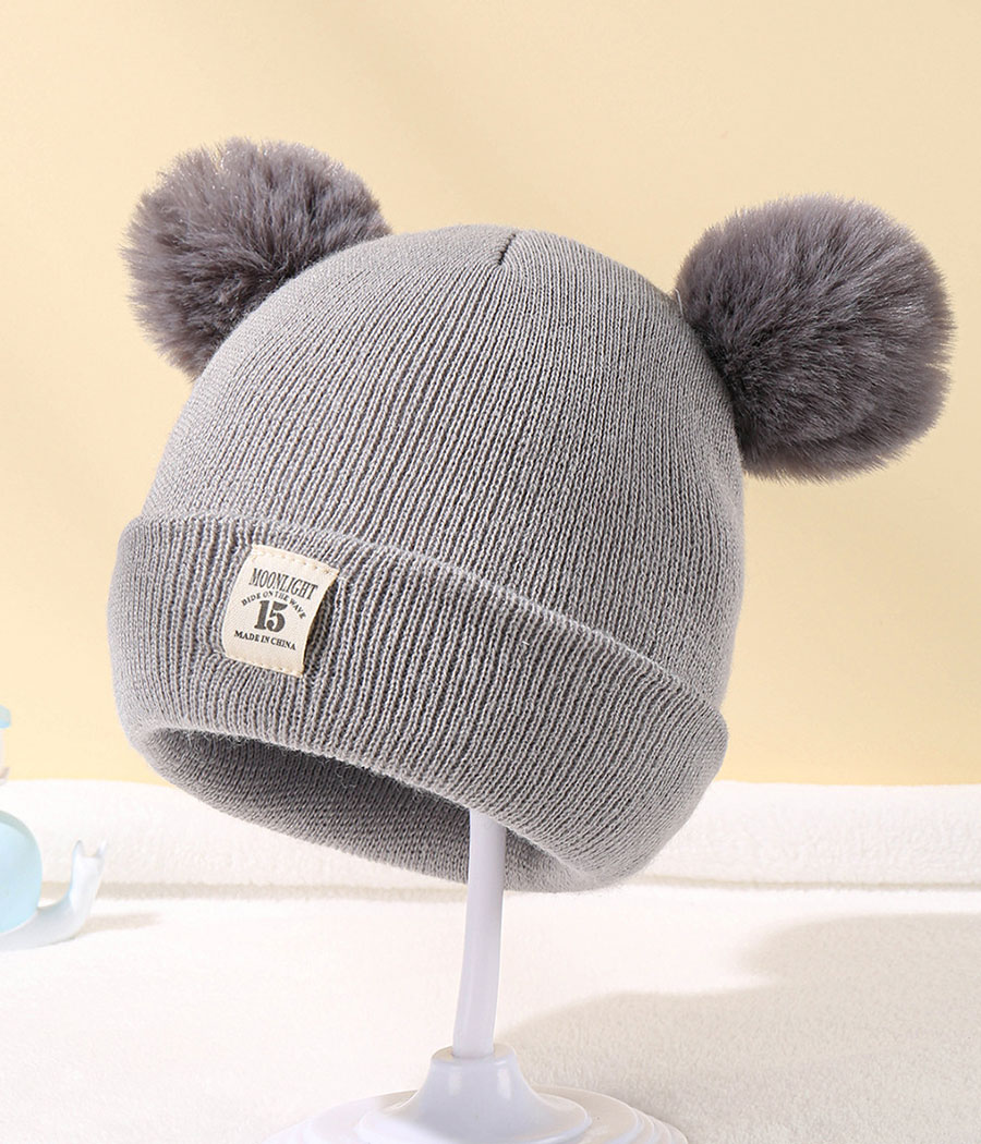 4_0050_O1CN01rFwebk1OppswApQi8_!!2378801755-0-cib Bonnet en laine gris à double boule pour enfant – Image 1