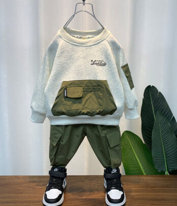 Ensemble jogger vert et pull pour garçon