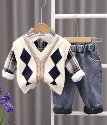 Ensemble 3 pièces gilet sans manches pour garçon