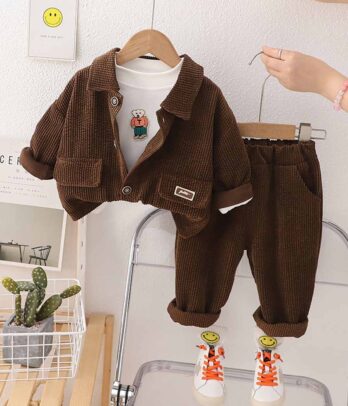 Costume ours en velours côtelé pour garçons