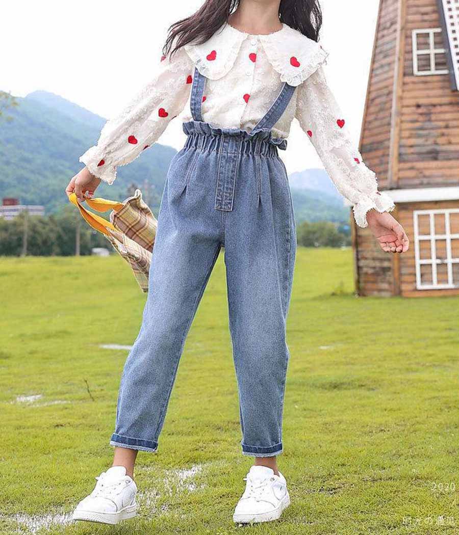 3_0010_O1CN01P7AFca1hztMuYebN3_!!2215934754349-0-cib Set de pantalon en jean et chemise blanche coup de cœur – Image 1