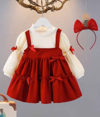 Ensemble de robe rouge et beige coup de cœur