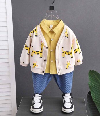 Ensemble de cardigan à Girafe mignon pour garçons