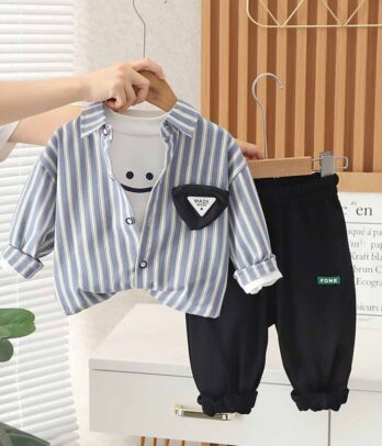 Set de chemise à rayures bleues pour garçons