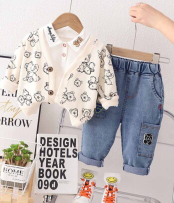 Set de trois pièces "Petits oursons" pour garçons