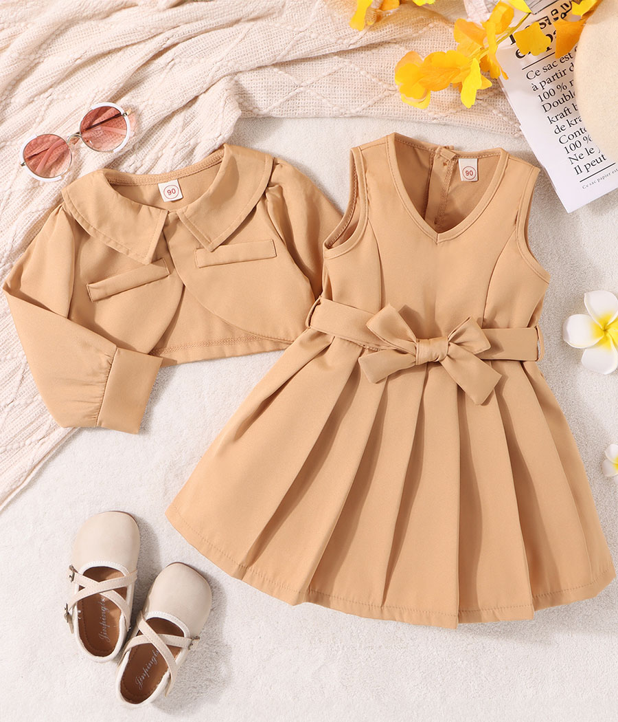 3_0197_Group-10 Costume de robe classique et veste style trench pour fillettes – Image 1