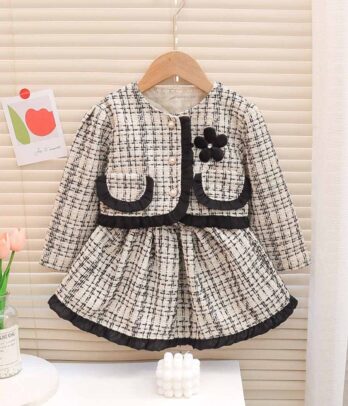 Ensemble pour fillettes en tweed noir et blanc