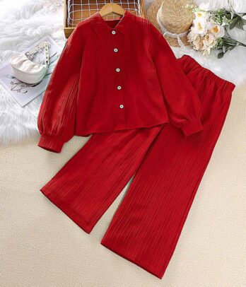 Ensemble deux pièces rouges de printemps pour filles