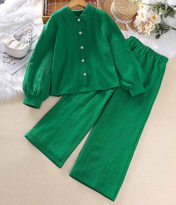 Ensemble deux pièces vertes de printemps pour filles