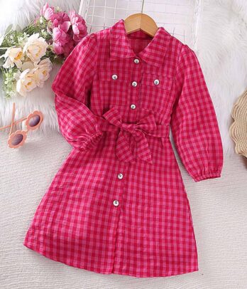 Robe printanières à carreaux pour fillettes
