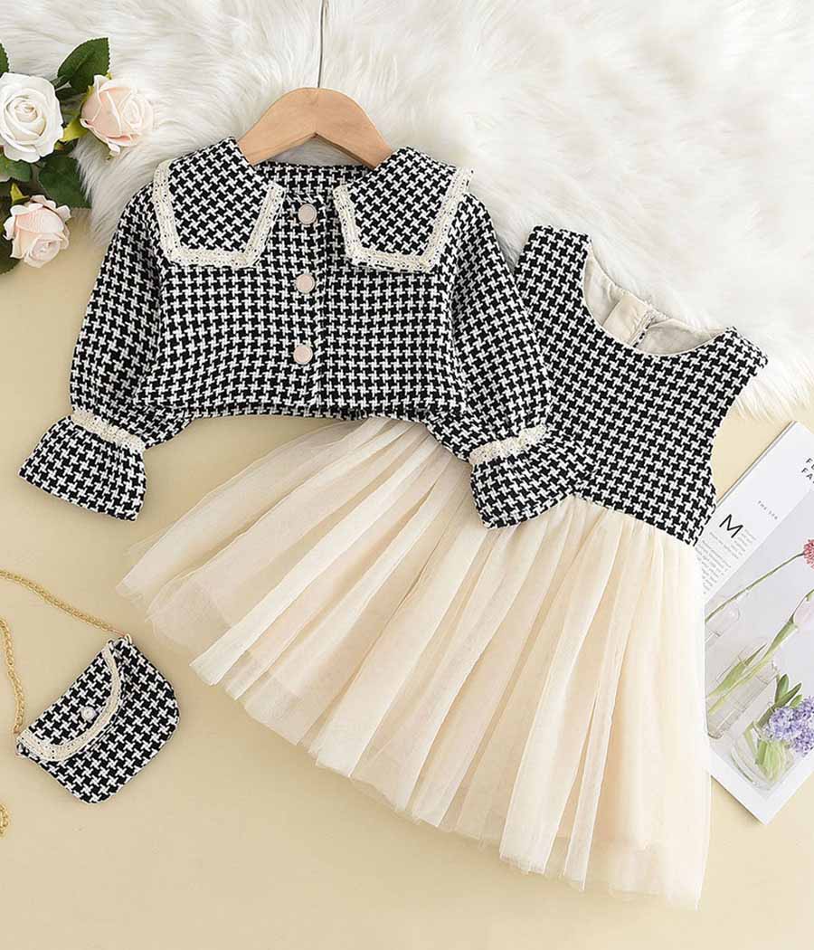 4_0126_O1CN0165KMZH1ofvJPMGnXR_!!1852175253-0-cib Ensemble en tulle et tweed pour fille de couleurs noire et blanche : – Image 1