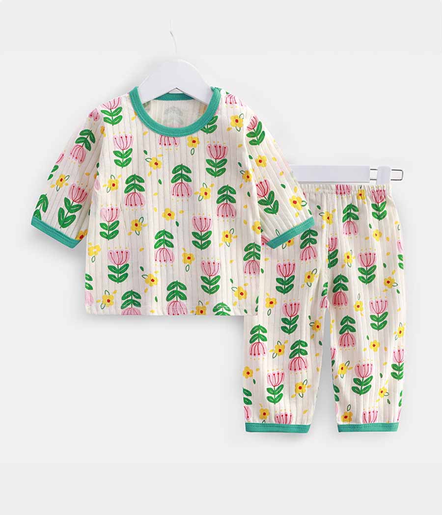 6_0020_Group 41 Ensemble de pyjama floral pour fillettes – Image 1