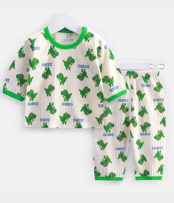 Ensemble de pyjama "Dinosaures" pour bébés de couleur verte