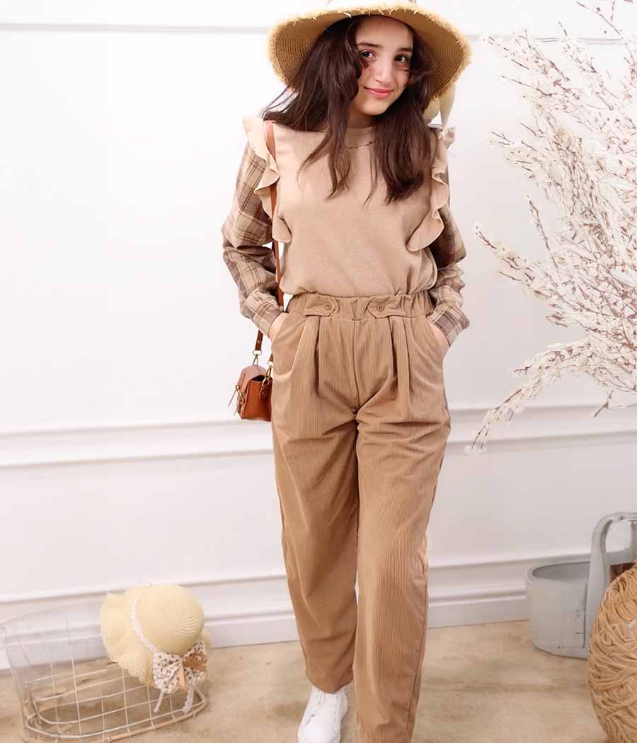 Group 3 Ensemble de pantalon en velour et pull pour fillettes – Image 1