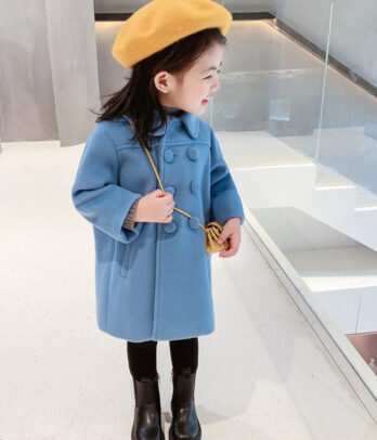 Manteau bleu en kashmir pour filles