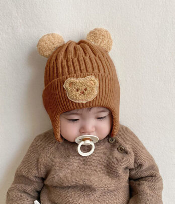 Bonnet cache-oreilles petit ourson marron