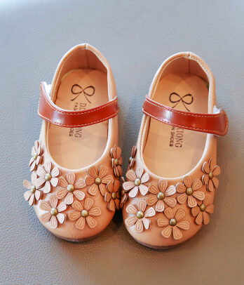 Ballerines marron fleuries