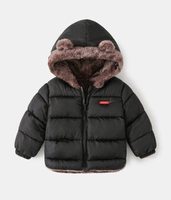 Doudoune à capuche noire pour enfant