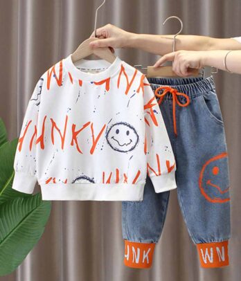 Ensemble de deux pièces pour garçons imprimés smiley