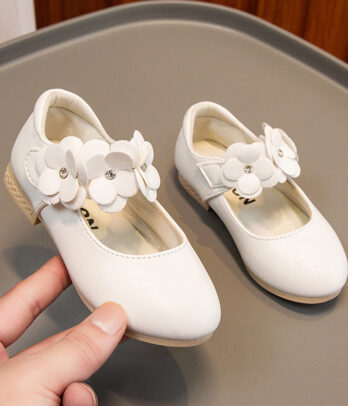 Ballerines blanches florales pour fillettes