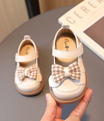 Ballerines blanches à noeud papillon pour fillettes