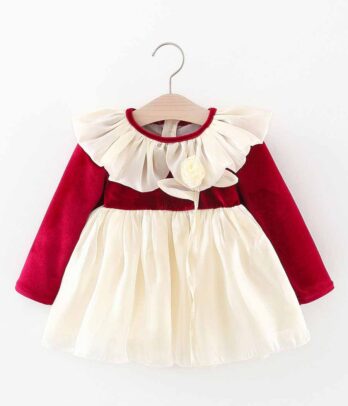 Robe bicolore à haut rouge pour bébé fille