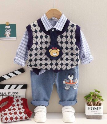 Ensemble de trois pièces classique mignon pour petits garçons