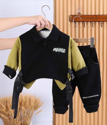 Ensemble de jogging noir et vert style original