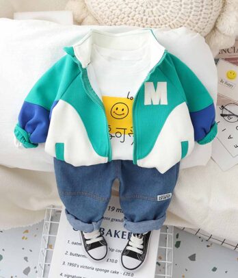 Ensemble de trois pièces pour garçons imprimés smiley