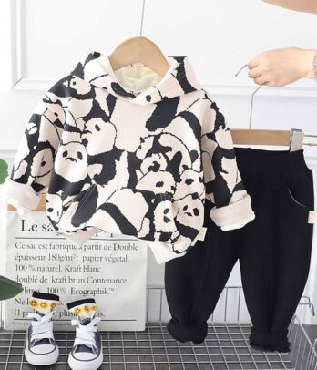 Ensemble de jogging à capuche imprimé pandas