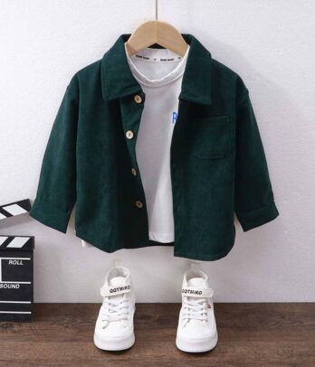 Chemise en velours vert bouteille