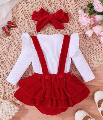 Ensemble de body et jupe style barboteuse pour bébé fille