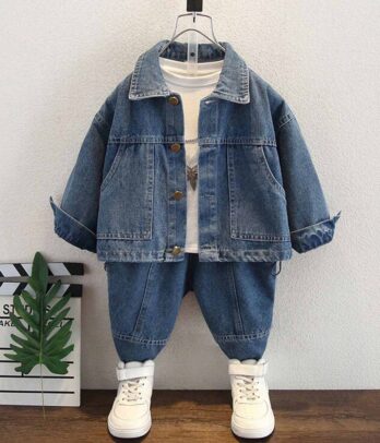 Ensemble de veste et  pantalon en jean rétro oversize pour garçons