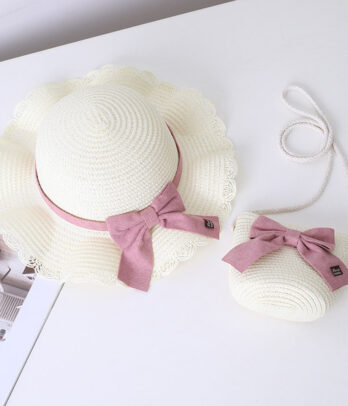 Set de chapeau et sac en paille pour filles