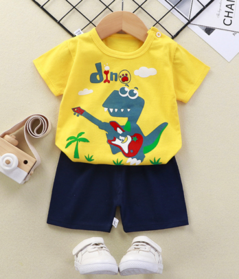 Ensemble bicolore dessiné "Dinosaure" pour enfant