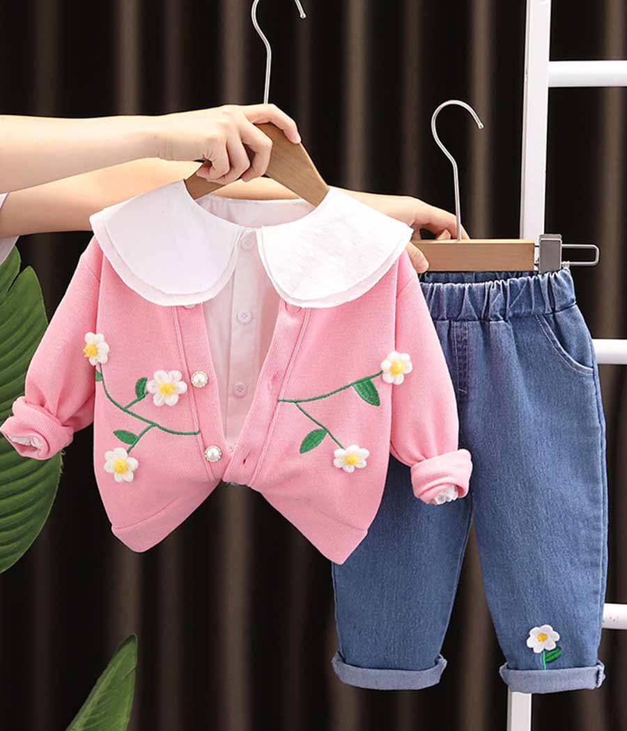 1_0309_O1CN01aopt861dZ5iGLReuV_!!3298273749-0-cib Ensemble de cardigan rose fleuri pour fillette – Image 1