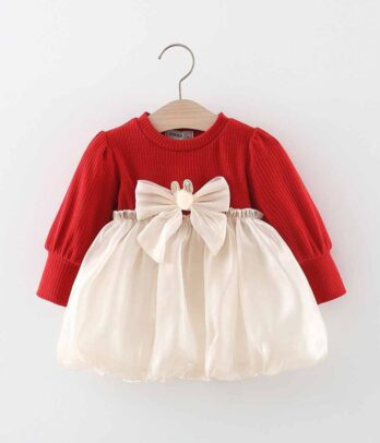 Robe bicolore romantique à nœud papillon