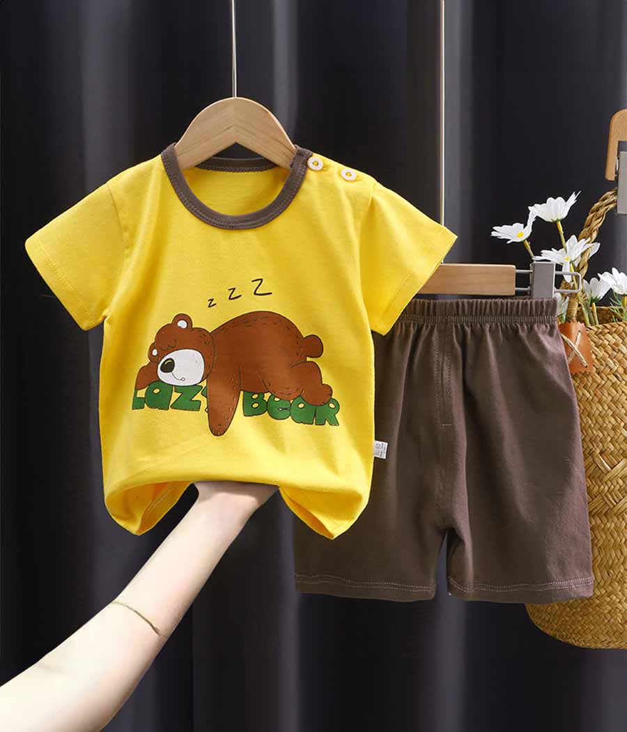 52656-01 Pyjama bicolore imprimé "ourson" pour enfants – Image 1