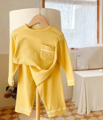 Pyjama deux pièces jaunes pour filles
