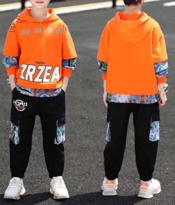 Ensemble de jogging orange fluo composé de deux pièces