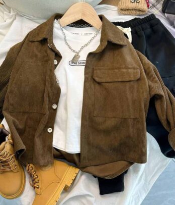 Chemise en velours marron