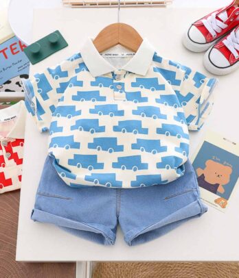 Ensemble de T-shirt imprimé et short en jean