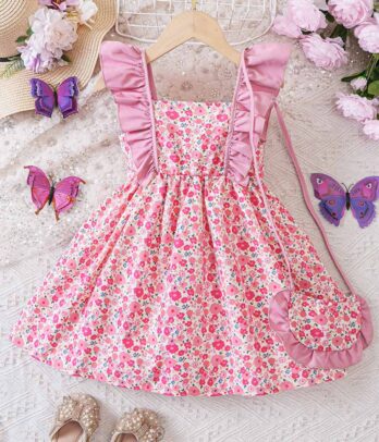 Ensemble de robe florale de couleur rose