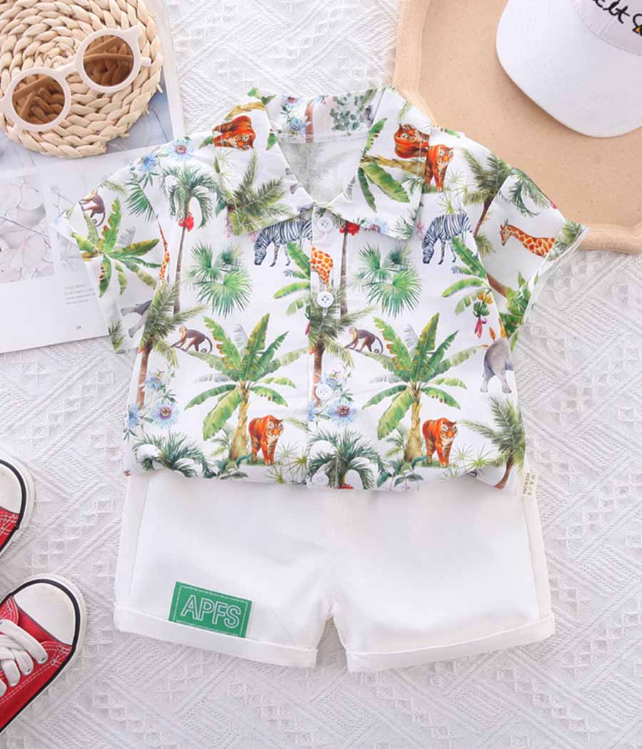47697-014 Ensemble Hawaïen blanc et vert pour garçons – Image 1