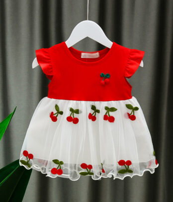 Robe rouge à cerises pour fillettes