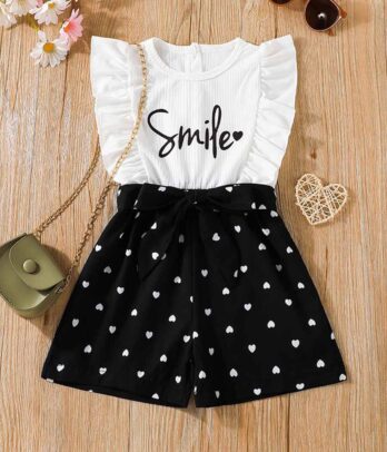 Ensemble "Smile" noir et blanc pour fillettes
