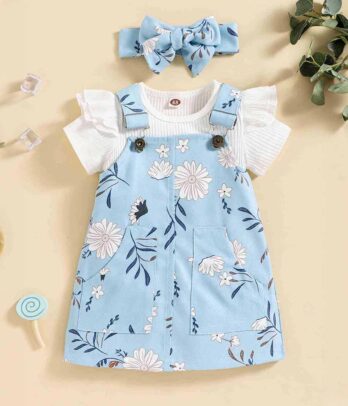 Ensemble de robe florale bleu ciel