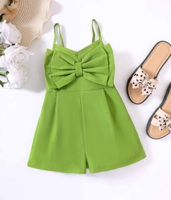 Jumpsuit pistache à nœud papillon pour fillettes